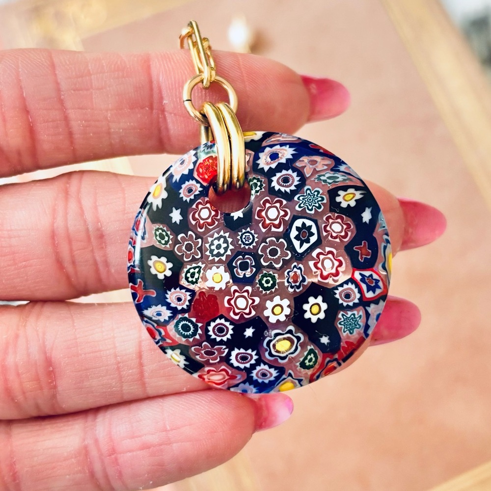 New Brinker + Eliza Blue Millefiori Necklace - Picture 2 of 4